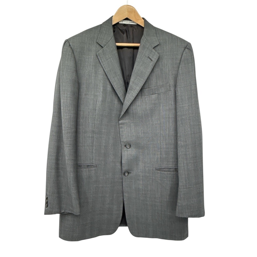 Hickey Freeman 42L Gray 100% Wool Blazer Men USA Made Luxury Sport Coat Tailored